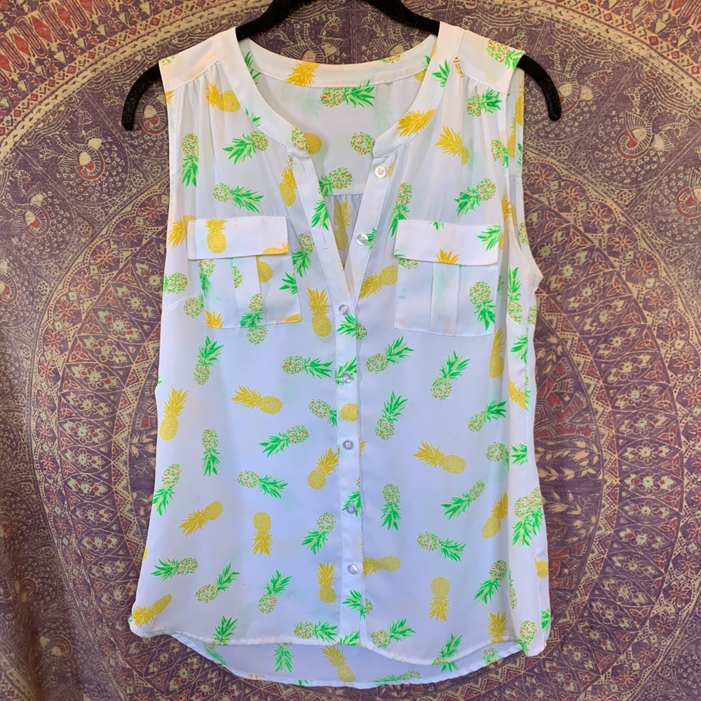 Pineapple Sleeveless Blouse